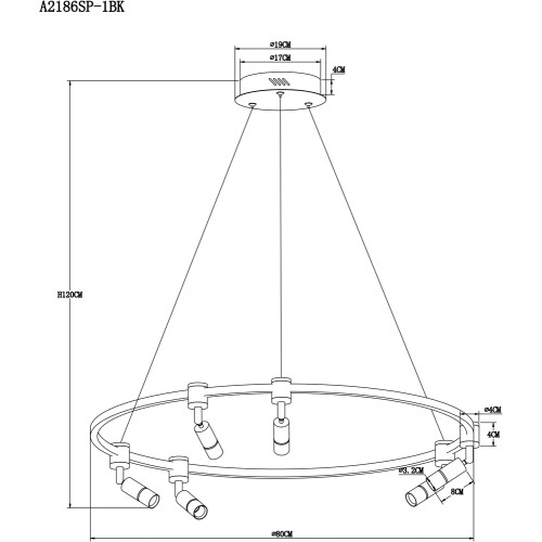 Подвесная люстра Arte Lamp Ring A2186SP-1BK