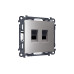 Комплект механизма компьютерной двойной розетки RJ-45 Ambrella Volt MA512110 (8P8C) CAT6 с автоматической защитной шторкой Alfa Сталь матовый Quant