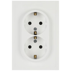 Розетка Эра Galaxy 15-2105-08 с заземлением двойная 2X2P+E Schuko со шторками IP20 16А-250В белый матовый Б0070711