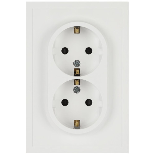 Розетка Эра Galaxy 15-2105-08 с заземлением двойная 2X2P+E Schuko со шторками IP20 16А-250В белый матовый Б0070711