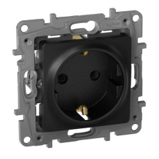 Розетка 2К+З Legrand Etika 16A 250V с/з винтовой зажим немецкий стандарт антрацит 672621
