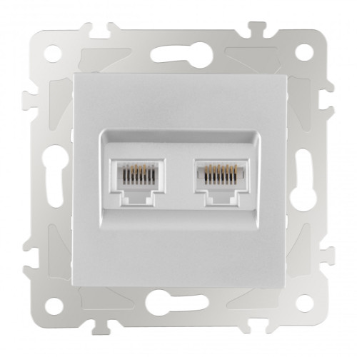 Розетка телефонная RJ11 + компьютерная RJ45 Arte Milano 203.44-1.silver