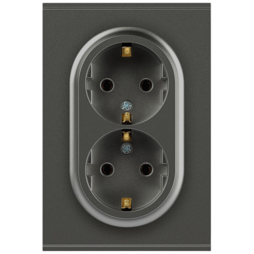 Розетка Эра Arktik 16-2104-06 двойная с заземлением 2X2P+E Schuko 16А-250В графит Б0070449