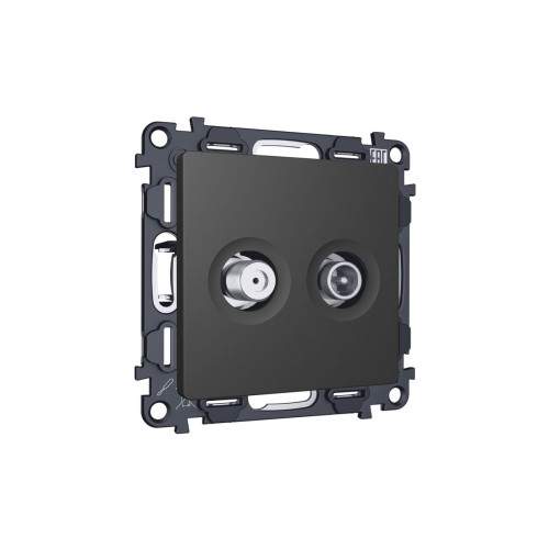 Комплект механизма розетки TV оконечной + SAT 5-862MHz 3.5dB/950-2150MHz 3.5dB Alfa Графит мягкое касание Quant Ambrella Volt MA913310 (AP9133, VM217)