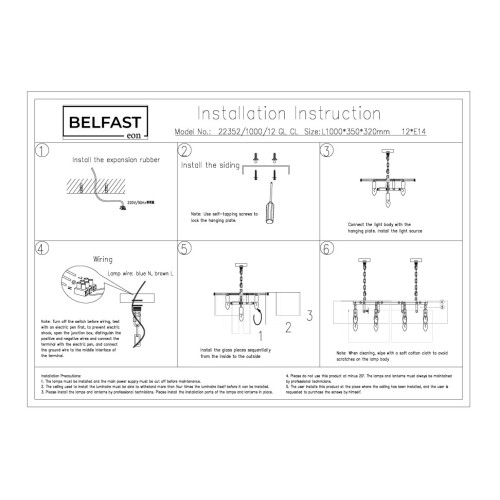 Подвесная люстра Belfast Erskine 22352-1000-12 GL MT