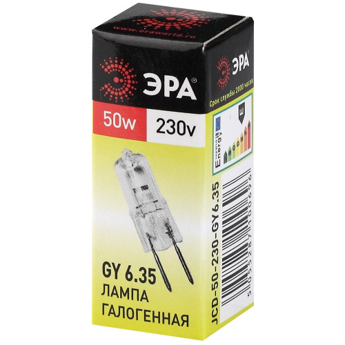 Лампа галогенная Эра GY6.35 50W 3000K GY6.35-JCD-50W-230V C0027374