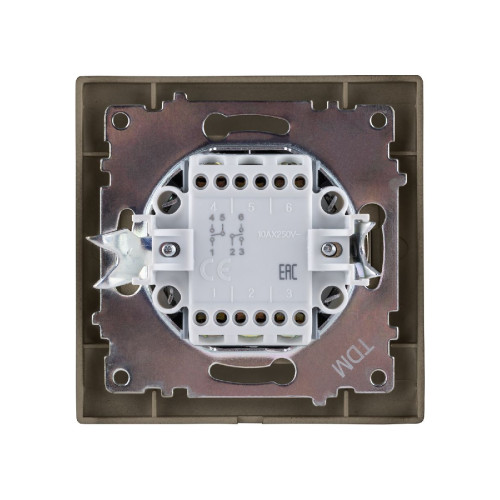 Выключатель двухклавишный на 2 направления Лама TDM Electric SQ1815-0707
