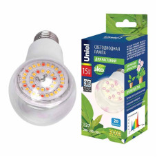 Лампа светодиодная для растений (UL-00007405) Uniel E27 15W груша прозрачная LED-A60-15W/SPFB/E27/CL PLP30WH