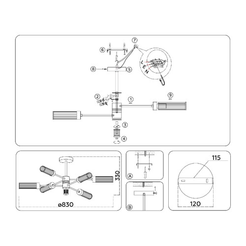 Люстра на штанге Ambrella Light High Light Modern LH55161