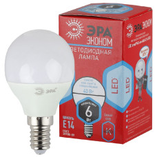 Лампа светодиодная Эра E14 6W 4000K ECO LED P45-6W-840-E14 Б0019077
