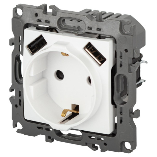 Розетка со шторами и 2 USB Эра 12-4109-01М Б0065728