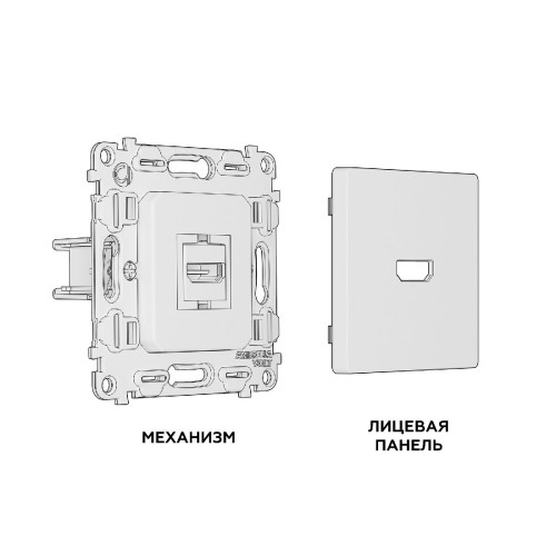 Комплект механизма розетки 2USB A+C 20W (быстрая зарядка) Ambrella Volt Alfa MA211010