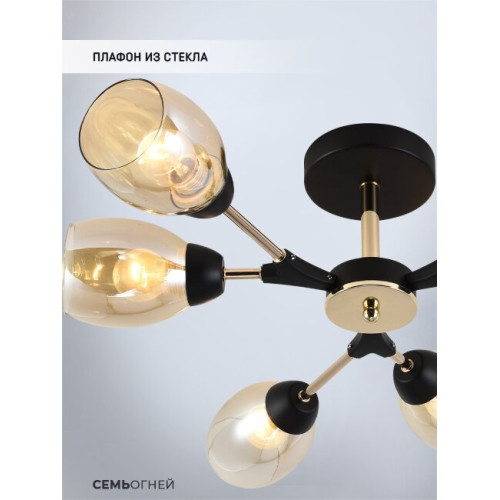 Люстра на штанге Seven Fires Inesh SF3368/6C-BK-FGD-AM
