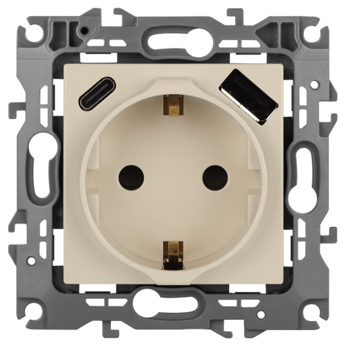 Розетка со шторками с USB type-A+C Эра 12-4108-02 Б0067731