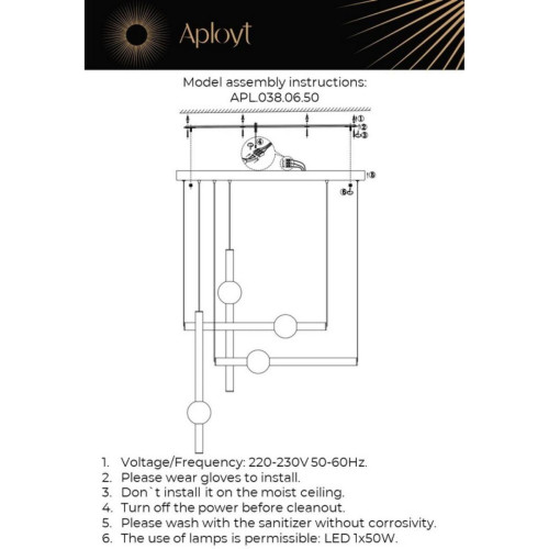 Подвесной светильник Aployt Zhozefin APL.038.06.50
