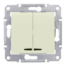 Выключатель двухклавишный с синей подсветкой Schneider Electric Sedna 10A 250V SDN0300347