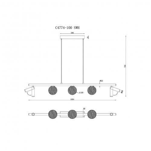 Подвесная люстра iLedex Telescope C4774-100 SWH