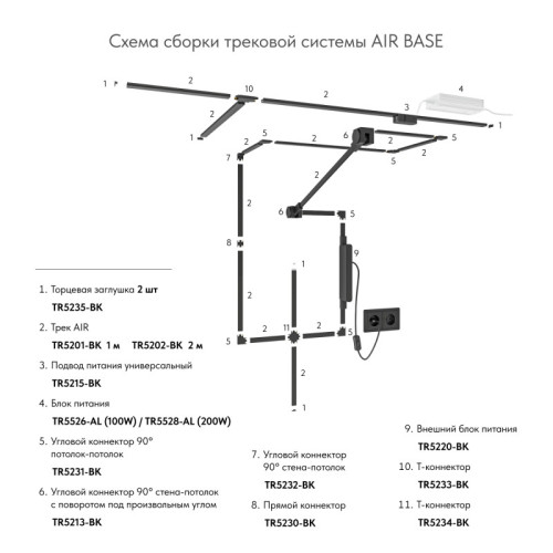 Соединитель для шинопровода Denkirs TR5230-BK Соединитель для шинопровода Denkirs TR5230-BK