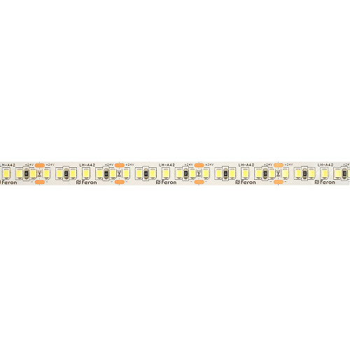 Светодиодная лента 24V Feron LS502, 180*SMD2835, 16W/m, IP20, 3000К (теплый белый) 53089