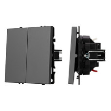 Механизм звонкового выключателя двухклавишный Arlight SWT-NOBE-MKR2-SFPL-GR (230V, 10A) (Серый базальт) 061740
