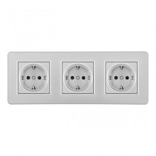 Розетка тройная (трехпостовая) с/з и шторками Arte Milano SET16-3-40-1x3 silver