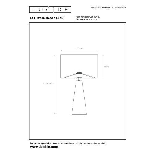 Настольная лампа Lucide Extravaganza Velvet 10501/81/37
