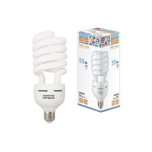 Лампа люминесцентная TDM Electric Народная E27 55W 6500K матовая SQ0347-0039