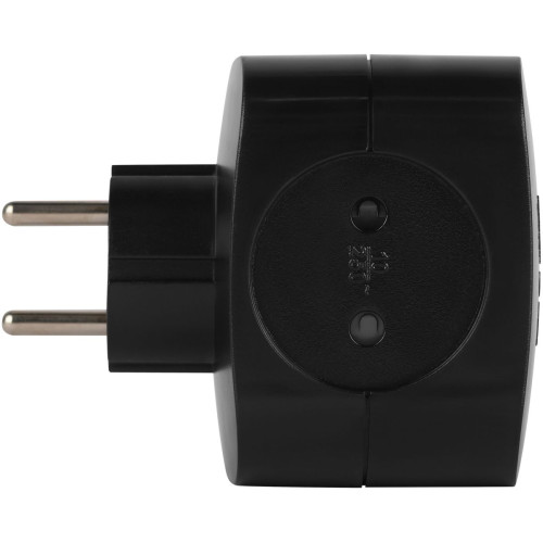 Разветвитель электрический ЭРА SP-4-3USBAC-B на 4 розетки + 3 USB A+C со шторками 10А черный Б0069084
