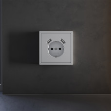 Накладка для розетки с заземлением и защитными шторками, с USB A+A Voltum S70 (серый) VLS000916