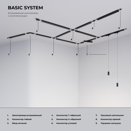 Встраиваемый однофазный шинопровод Elektrostandard Track Rail BK Recessed 4690389178542