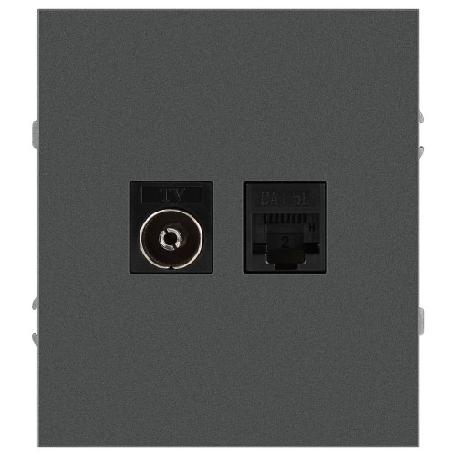 Розетка Эра Arktik 16-3110-06 комбинированная RJ45+TV графит Б0070499