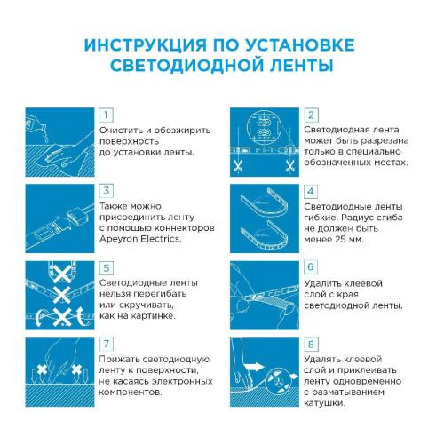 Светодиодная лента Apeyron 24В ПРО 14,4Вт/м smd5050 60д/м IP20 1100Лм/м 5м 6500К 00-309