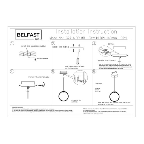 Подвесной светильник Belfast Ravenhill 3271A BR MB