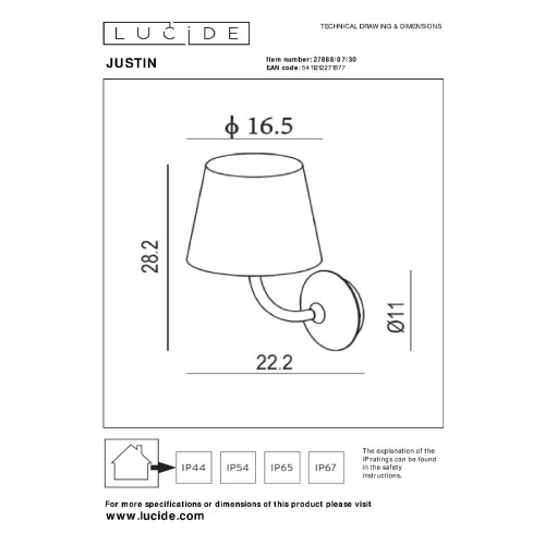 Уличный настенный светильник Lucide Justin 27888/07/30