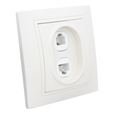 Розетка телефонная RJ11 + компьютерная RJ45 скрытой установки IP20,слоновая кость 