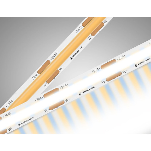 Светодиодная лента Ambrella Light Illumination COB 608Led/ 12W m/ 24V IP20 CCT 3000-6500K/ 5m*8mm*2.2mm (3 конт.) GS4901