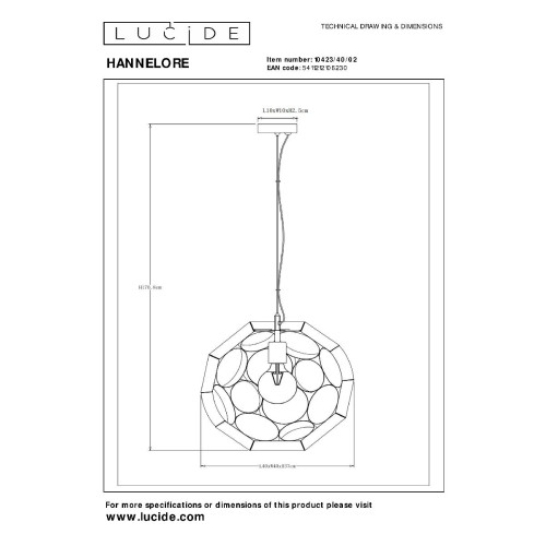 Подвесной светильник Lucide Hannelore 10423/40/02