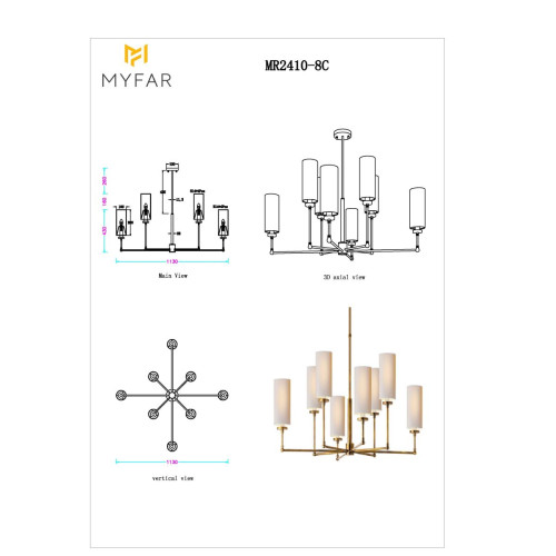 Люстра на штанге Myfar Richard MR2410-8C