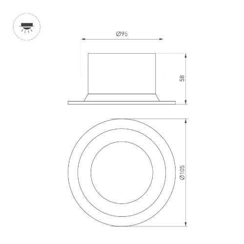 Встраиваемый светильник Arlight MS-DROP-BUILT-R105-14W Day4000 (BK, 85 deg, 230V) 041496