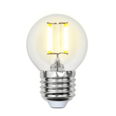 Лампа светодиодная филаментная (UL-00002208) Uniel E27 6W 4000K прозрачная LED-G45-6W/NW/E27/CL GLA01TR
