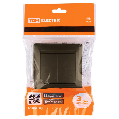 Выключатель двухклавишный на 2 направления Лама TDM Electric SQ1815-0707