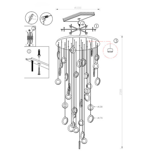 Подвесная люстра Lumien Hall Livin LH8028/36P-BK-PBK-SGD