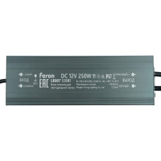Трансформатор электронный для светодиодной ленты Feron LB007 250W 12V IP67 (драйвер) 53081