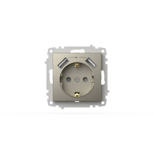Розетка с заземлением и защитой от детей + два входа USB для заряда устройства ELBI Zena Vega 609-011400-317
