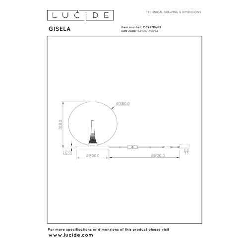 Настольная лампа Lucide Gisela 13594/10/62