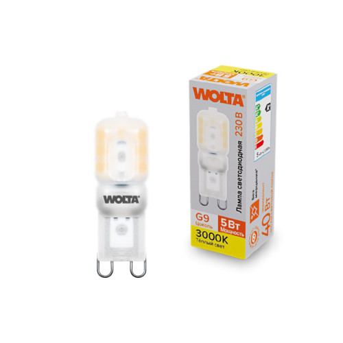 Светодиодная лампа WOLTA 5Вт 3000K G9 матовая WSTD-JCD-5W3KG9-P