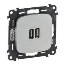 Розетка USB двойная Legrand Valena Allure 240V/5V 1500mA алюминий 754997