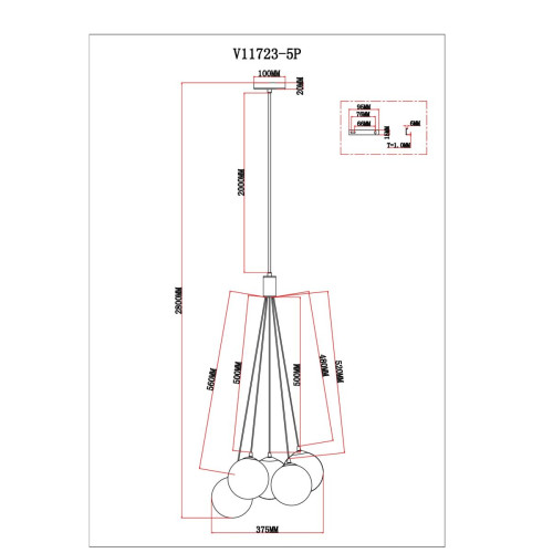 Подвесной светильник Moderli Renny V11723-5P