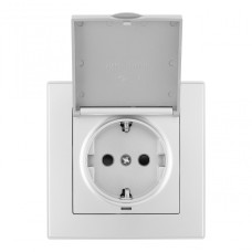 Комплект розетки с/з и шторками, защитной крышкой и рамкой Arte Milano SET06-1-41-1 silver