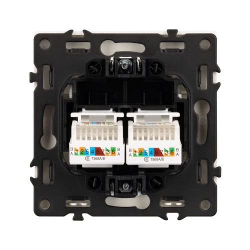 Механизм сдвоенной компьютерной розетки Arlight SCT-NOBE-MPC2-SFPL-CA (RJ-45, CAT6) 059450